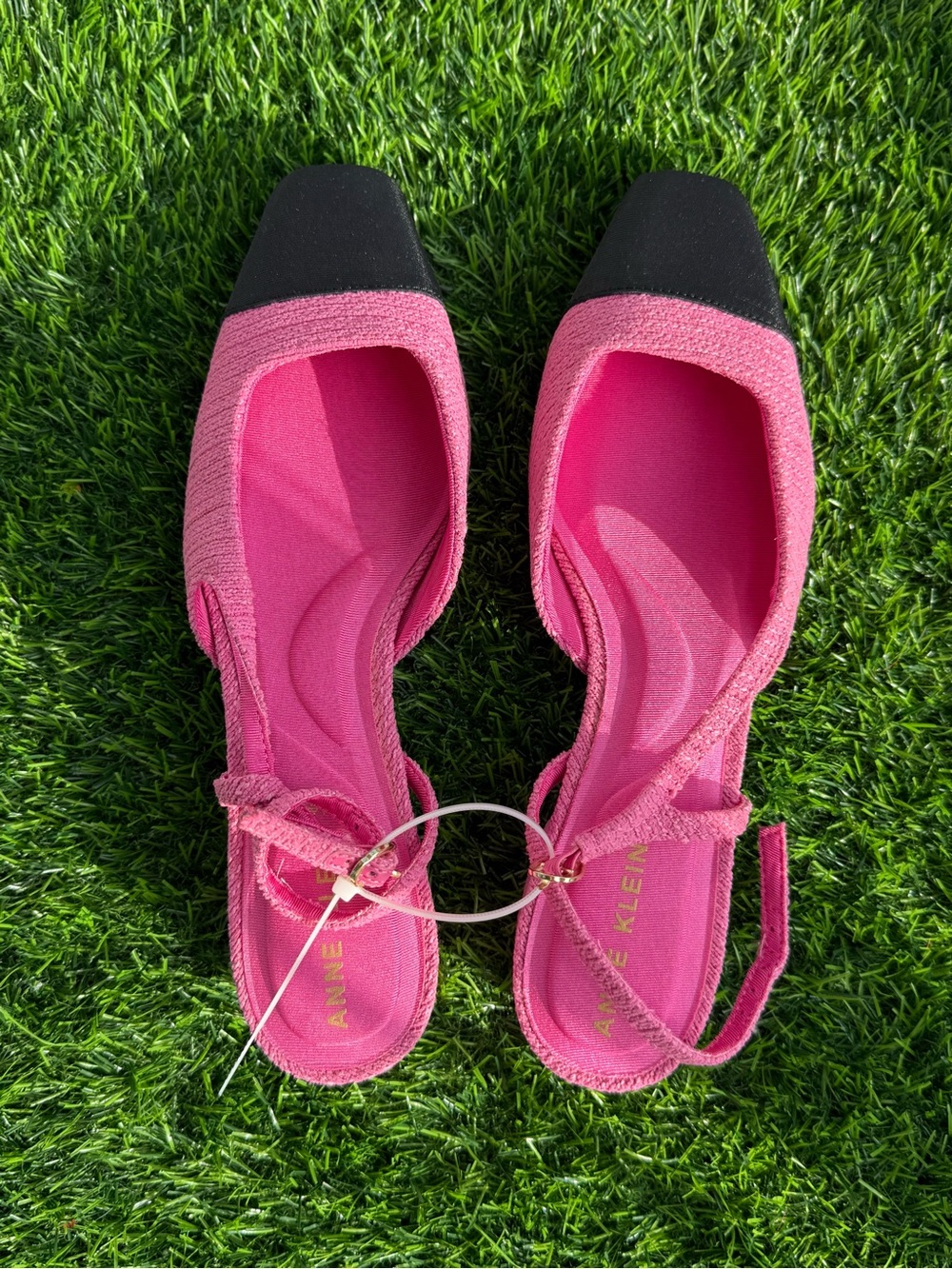 Anne Klein Hot Pink Slingback Flats with Black Toe